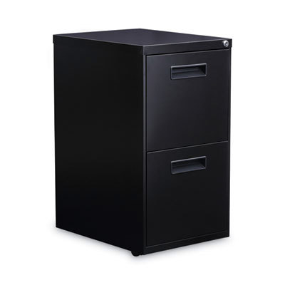 Mobile Pedestal File Cabinet: 2 Drawers, Steel, Black