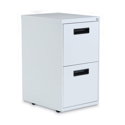 Pedestal File Cabinet: 2 Drawers, Steel, Light Gray