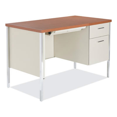 Desk: Woodgrain Laminate & Steel, Cherry