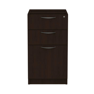 Pedestal File Cabinet: 3 Drawers, Textured Woodgrain Laminate, Espresso