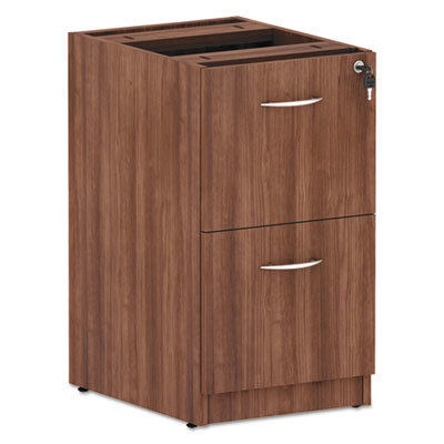 Pedestal File Cabinet: 2 Drawers, Woodgrain Laminate, Modern Walnut