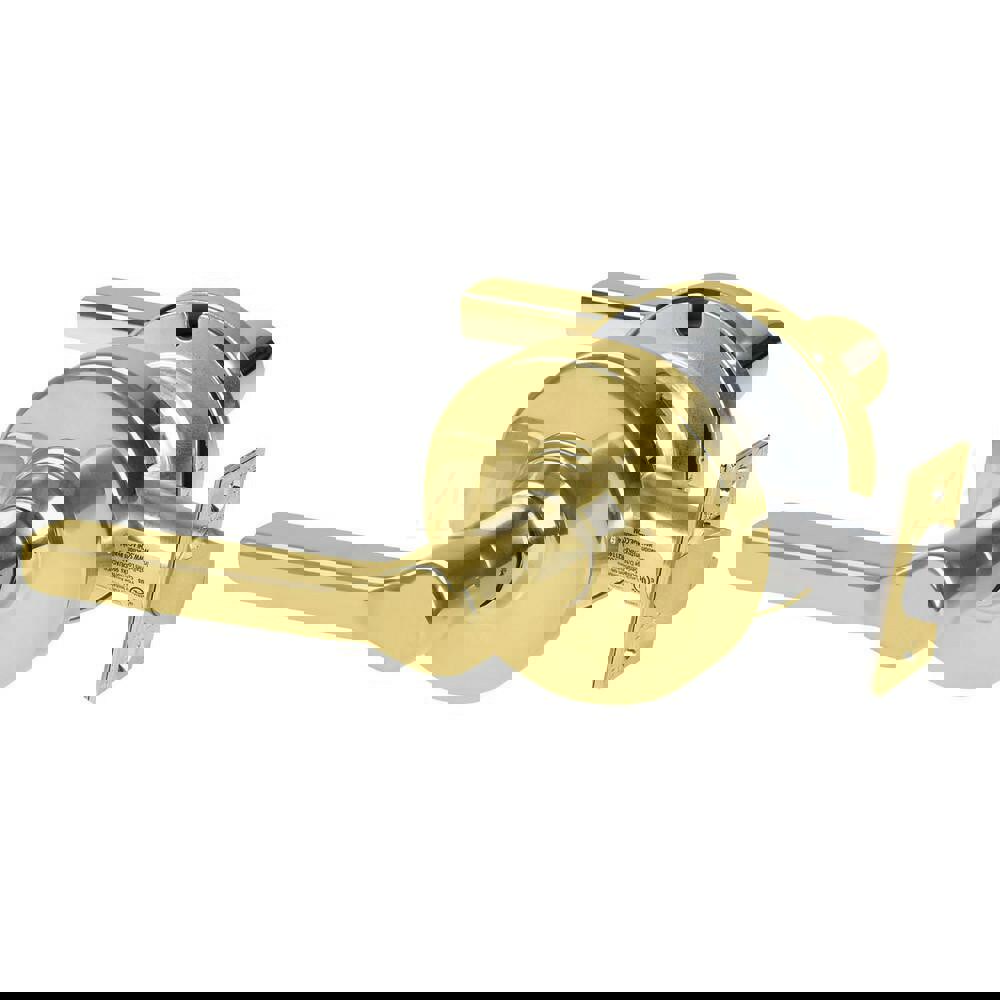 Lever Locksets; Lockset Type: Cylindrical Lock ; Key Type: Keyless ; Back Set: 2-3/4 (Inch); Cylinder Type: No Keyway ; Material: Metal ; Finish: Bright Brass