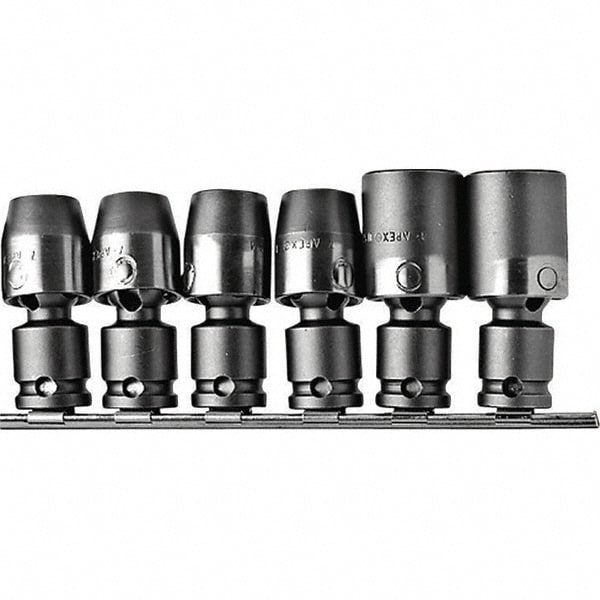 Socket Adapter & Universal Sets; Type: Universal Joint Set; Adapter Size (Inch): 7/16'', 1/2'', 9/16'', 5/8'', 11/16'', 3/4'' in; Universal Size (Inch): 5/8 in; 3/4 in; 9/16 in; 1/2 in; 11/16 in; 7/16 in; Number Of Pieces: 6; Number of Pieces: 6; Set Type