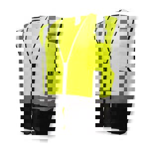 XXXL Size Color Blocked Mesh Vest with Zipper in Lime/Black