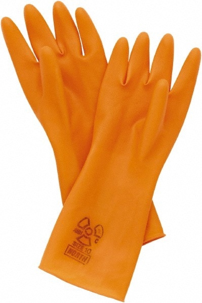 Chemical Resistant Gloves: Large, 18 mil Thick, Latex, Unsupported