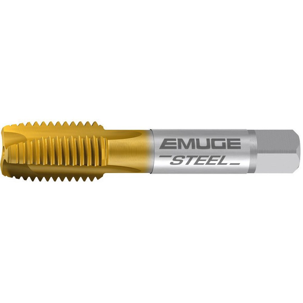 Spiral Point Tap: M14x1.5 Metric Fine, 3 Flutes, Plug Chamfer, 2B Class of Fit, High-Speed Steel-E, TiN Coated