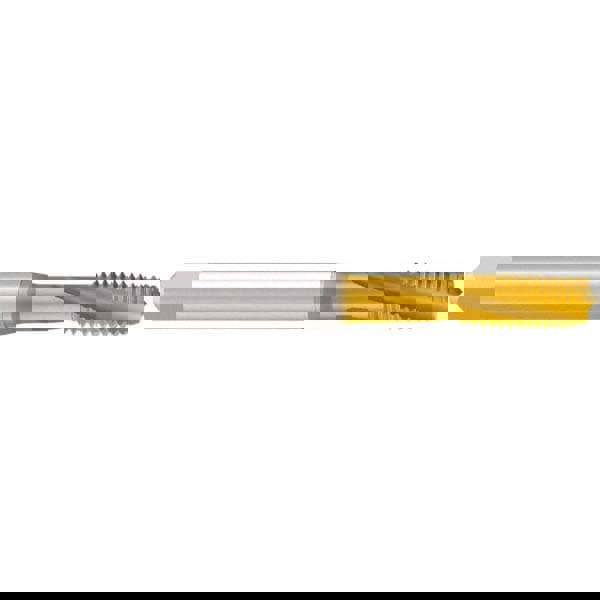 Spiral Flute Tap: M10x1.50 Metric Coarse, 3 Flutes, Bottoming, 6H Class of Fit, Cobalt, TIN Coated
