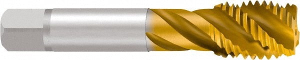 Spiral Flute Tap: 5/8-11 UNC, 4 Flutes, Bottoming, 2B Class of Fit, Cobalt, TIN Coated