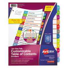 Avery Ready Index Customizable Table Of