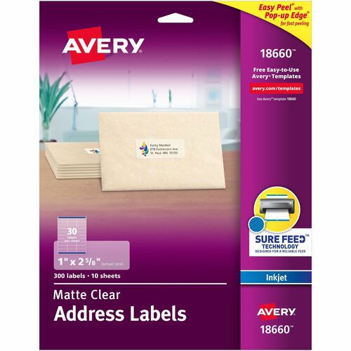 AVY 1X2 5/8 CLR IJ LBL 10SH