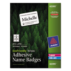 Avery EcoFriendly Adhesive Name Tags, 2-