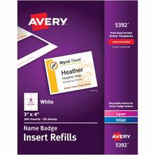 Avery Insert Refills ID Cards, White, 30