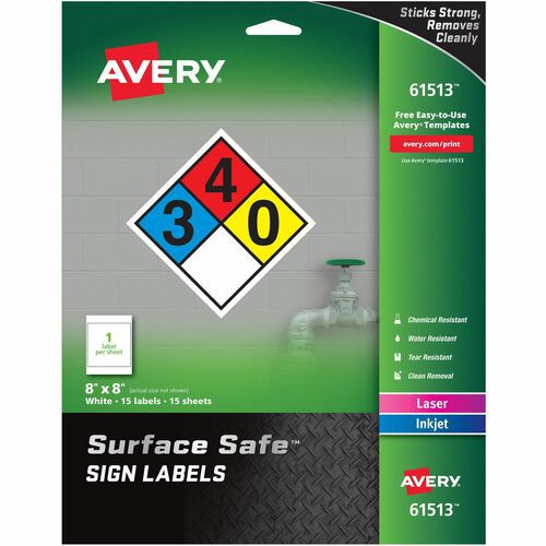 LABEL,SS SIGN,8X8,15PK,WH