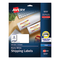 Avery Sure Feed Inkjet Shipping Labels,