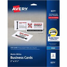 CARD, BUS, INKJT, 250 / PK, WHT