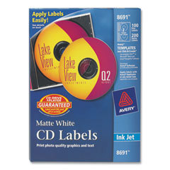 Avery Inkjet Media Labels, Matte White,