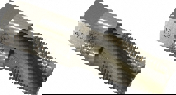 3/8-18 NPT, 15° Helix, 3 Flutes, Modified Bottoming Chamfer, Bright Finish, High Speed Steel, Spiral Flute Pipe Tap