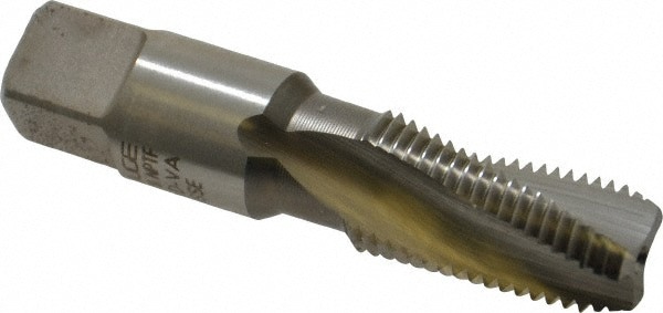 1/4-18 NPTF, 15&deg; Helix, 3 Flutes, Modified Bottoming Chamfer, Bright Finish, High Speed Steel, Spiral Flute Pipe Tap