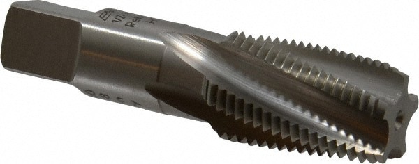 1/2-14 NPTF, 15&deg; Helix, 5 Flutes, Modified Bottoming Chamfer, Bright Finish, High Speed Steel, Spiral Flute Pipe Tap