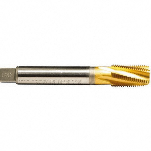 1-1/4 - 11-1/2 NPT, 15&deg; Helix, 5 Flutes, Modified Bottoming Chamfer, TiN Finish, Cobalt, Spiral Flute Pipe Tap