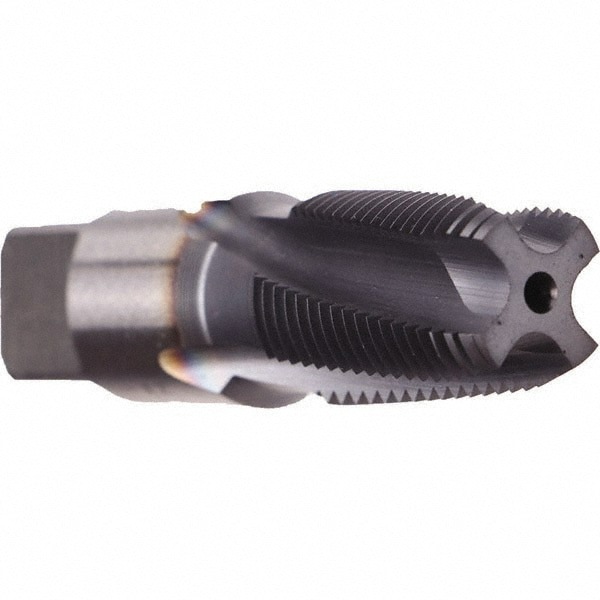 1/8-27 NPT, 10&deg; Helix, 3 Flutes, Modified Bottoming Chamfer, TiCN Finish, Cobalt, Spiral Flute Pipe Tap