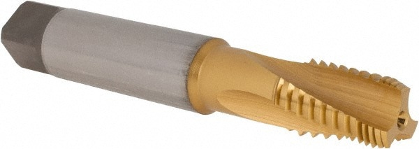 3/8-18 NPT, 15&deg; Helix, 3 Flutes, TiN Finish, Cobalt, Spiral Flute Pipe Tap