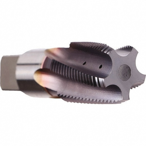 1/2-14 NPT, 15&deg; Helix, 5 Flutes, TiN Finish, Cobalt, Spiral Flute Pipe Tap