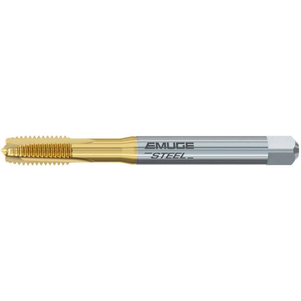 Spiral Point Tap: M2.5x0.45 Metric, 2 Flutes, Plug Chamfer, 6H Class of Fit, High-Speed Steel-E, TiN Coated