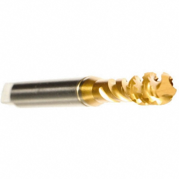 Spiral Flute Tap: M5 x 0.80, Metric, 3 Flute, Modified Bottoming, 6H Class of Fit, Cobalt, TiN Finish