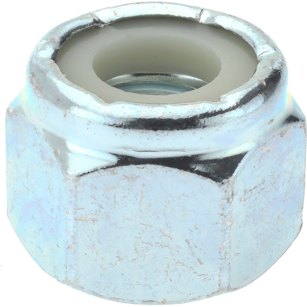 Hex Lock Nut: Insert, Nylon Insert, 1/2-13, Grade 2 Steel, Zinc-Plated