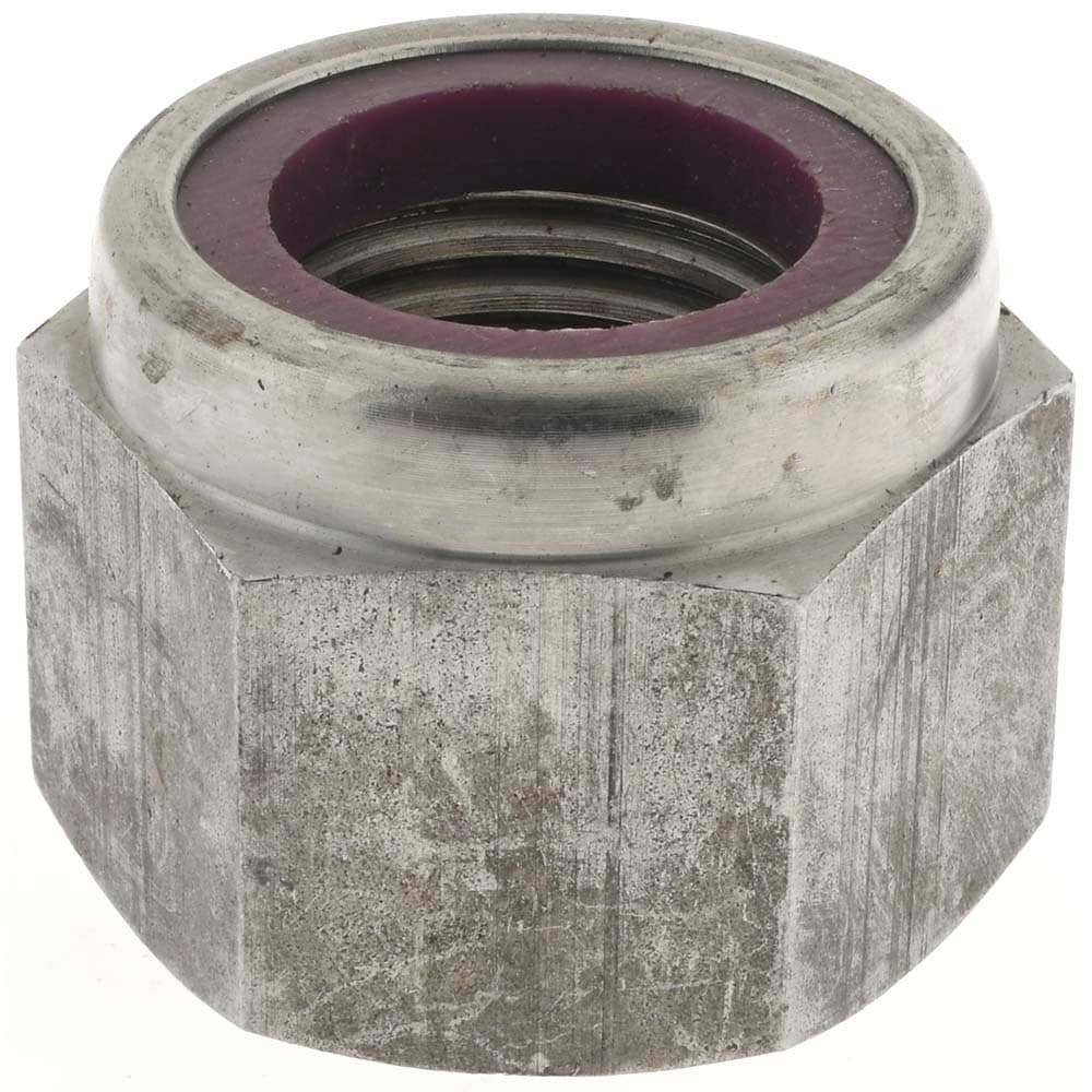 Hex Lock Nut: Insert, Nylon Insert, 1-1/2-6, Grade 2 Steel, Uncoated