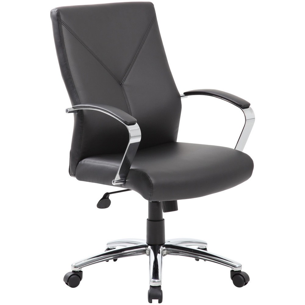 Task Chair: PU Leather, Adjustable Height, Black