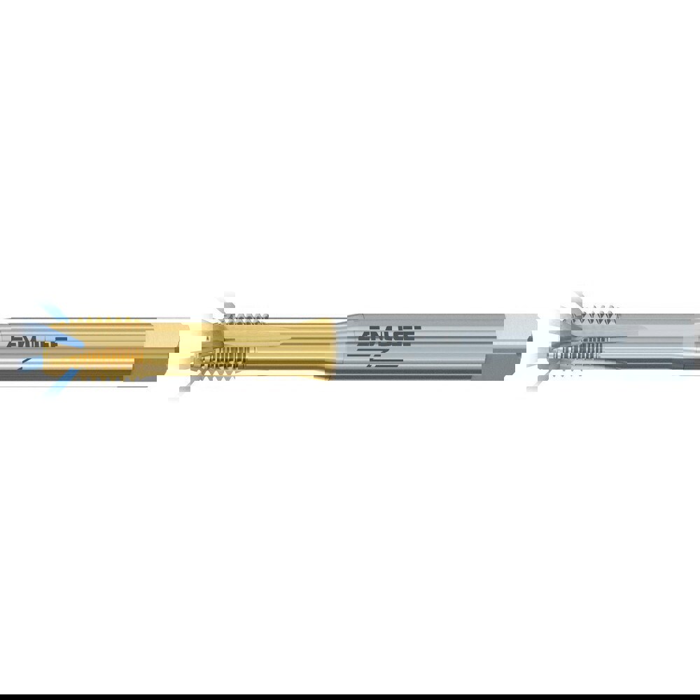 Spiral Point Tap: M5x0.8 Metric, 3 Flutes, Plug Chamfer, 6HX Class of Fit, High-Speed Steel-E-PM, TiN-70 Coated