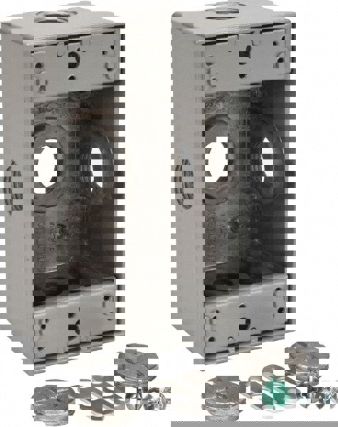 Electrical Outlet Box: Aluminum, Rectangle, 4-1/2