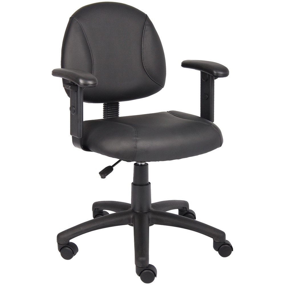 Task Chair: PU Leather, Adjustable Height, Black
