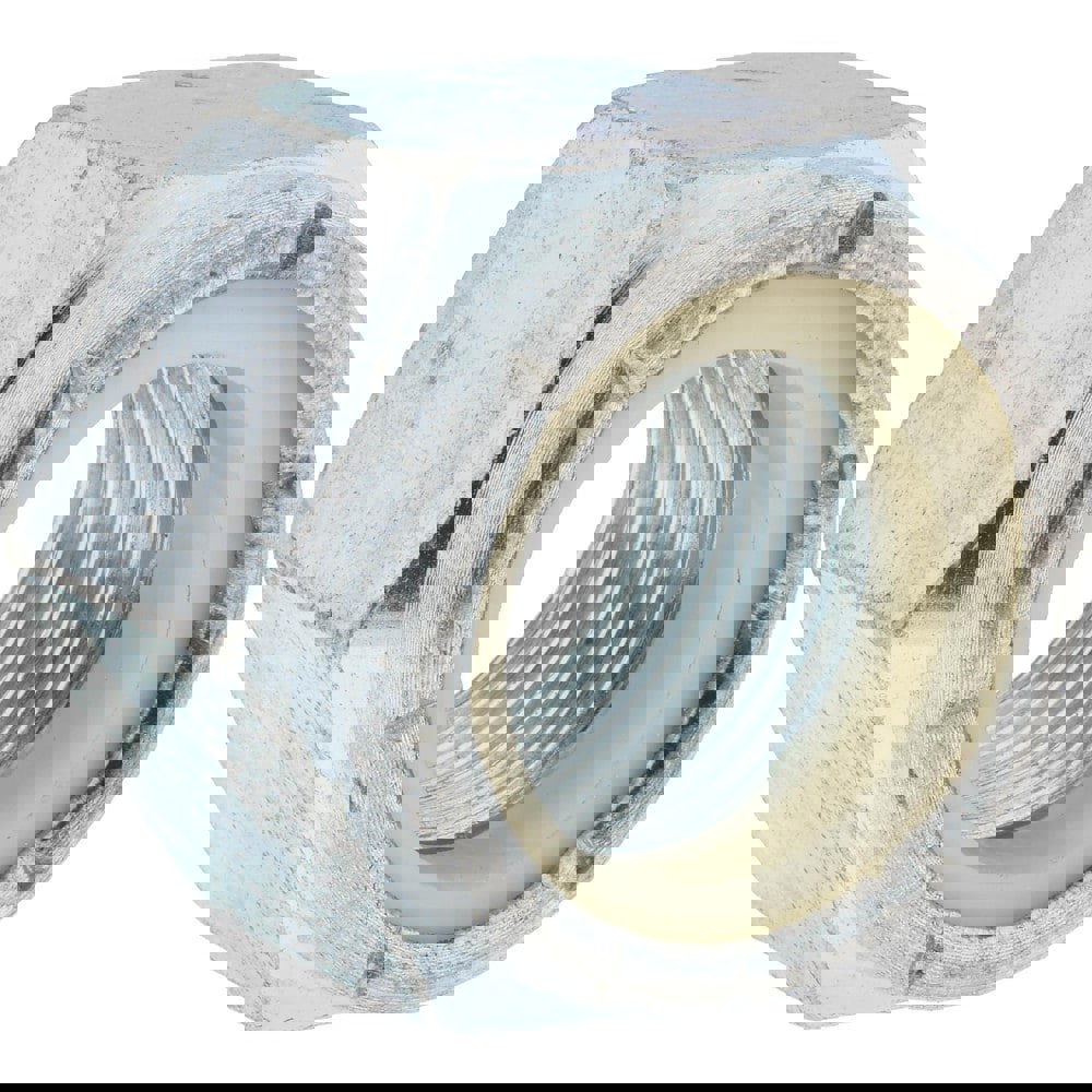 Hex Lock Nut: Insert Lock, Nylon Insert, 1-1/4-12, Grade B Steel, Zinc Finish