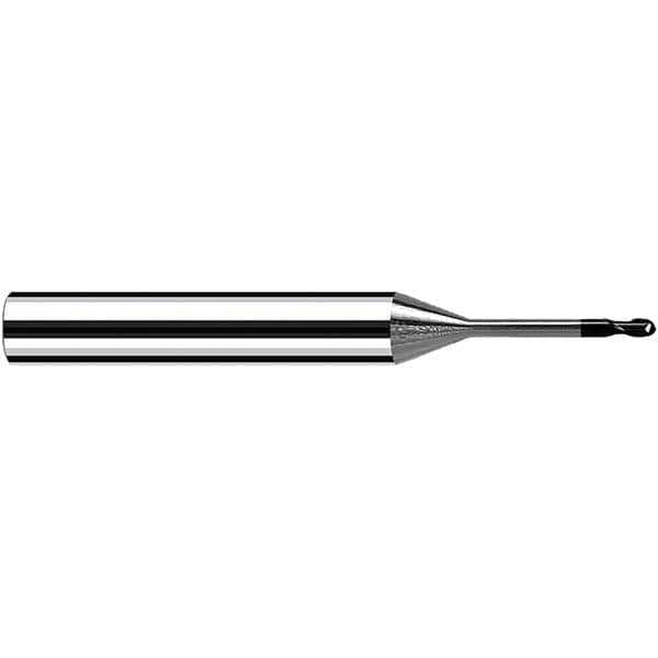 Ball End Mill: 0.40 mm Dia, 0.40 mm LOC, 2 Flute, Solid Carbide