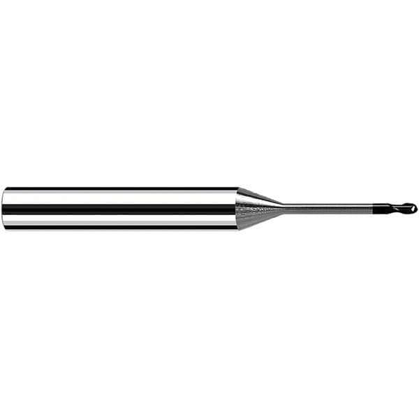 Ball End Mill: 0.20 mm Dia, 6.00 mm LOC, 2 Flute, Solid Carbide