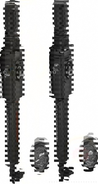 FRL Combination Unit: 3/8 NPT, Compact, 1 Pc Filter/Regulator with Pressure Gauge