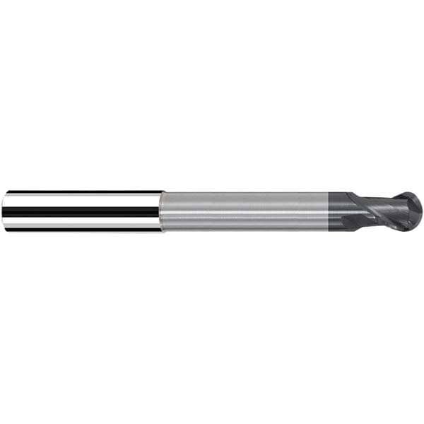 Ball End Mill: 6.00 mm Dia, 7.00 mm LOC, 2 Flute, Solid Carbide