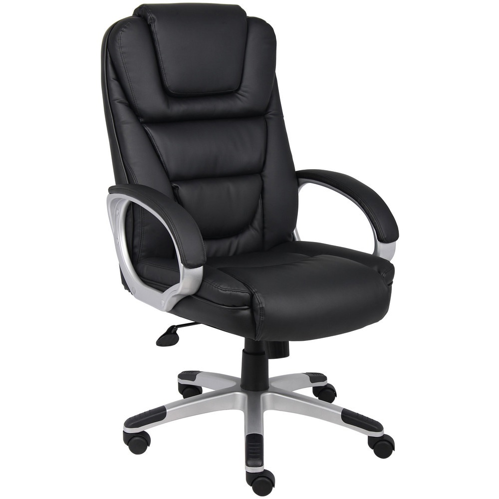 Task Chair: PU Leather, Adjustable Height, Black