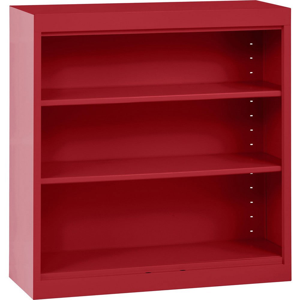Bookcases; Overall Height: 36in ; Overall Width: 36 ; Overall Depth: 12 ; Material: Steel ; Color: Textured Red ; Shelf Weight Capacity: 200