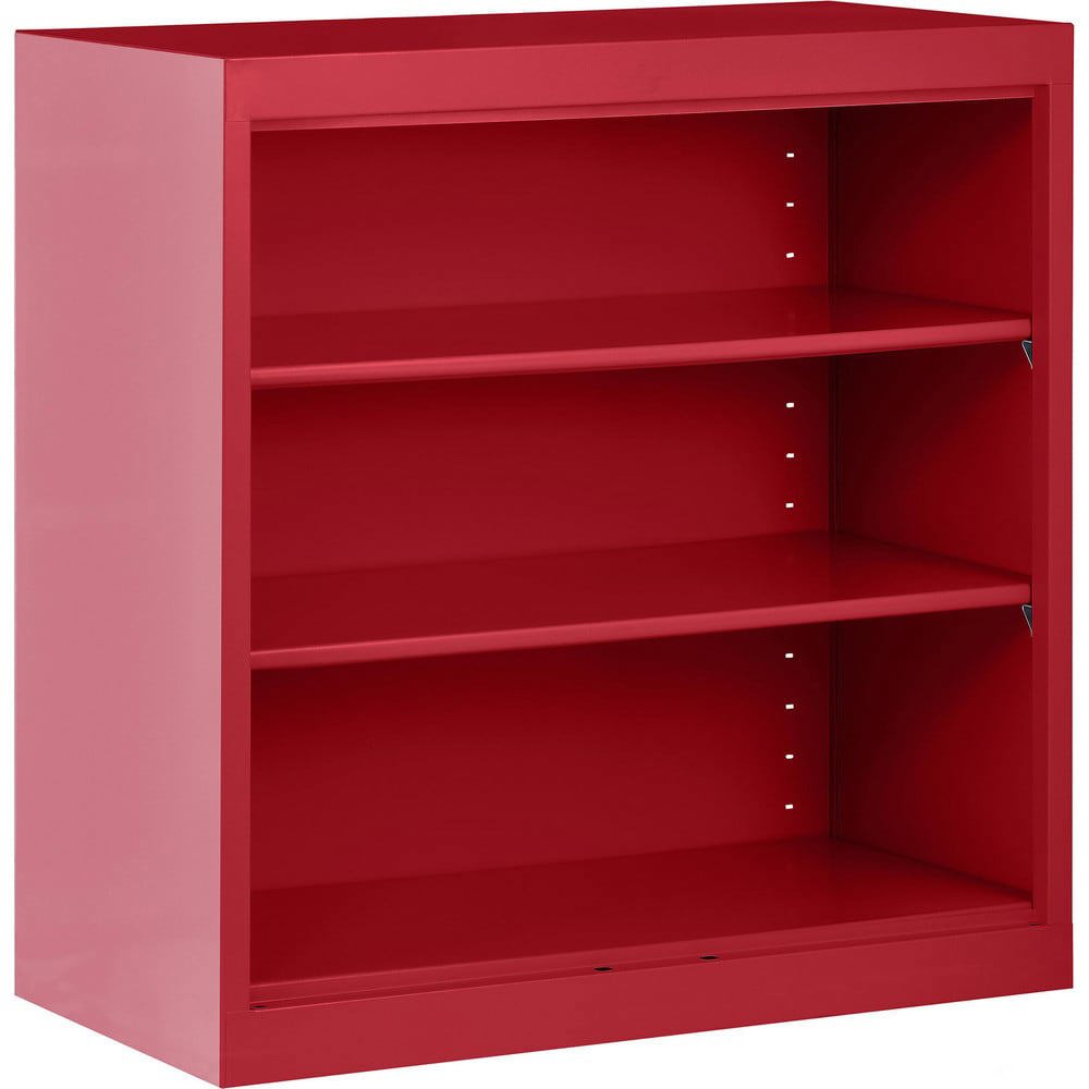 Bookcases; Overall Height: 36in ; Overall Width: 36 ; Overall Depth: 18 ; Material: Steel ; Color: Textured Red ; Shelf Weight Capacity: 200