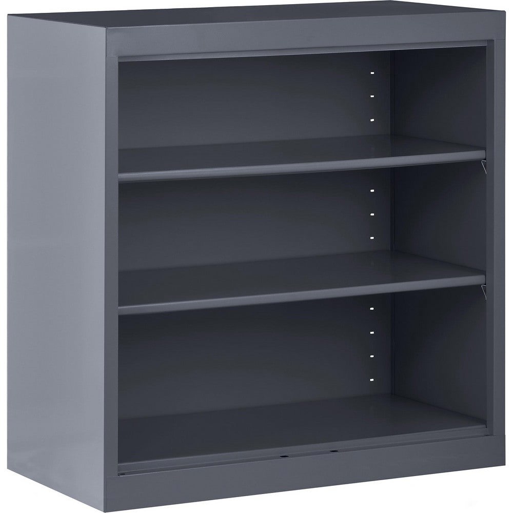 Bookcases; Overall Height: 36in ; Overall Width: 36 ; Overall Depth: 18 ; Material: Steel ; Color: Charcoal ; Shelf Weight Capacity: 200
