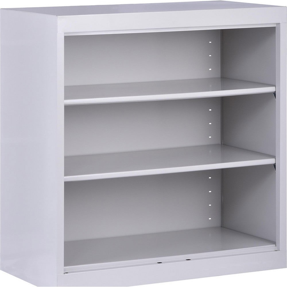Bookcases; Overall Height: 36in ; Overall Width: 36 ; Overall Depth: 18 ; Material: Steel ; Color: Dove Gray ; Shelf Weight Capacity: 200