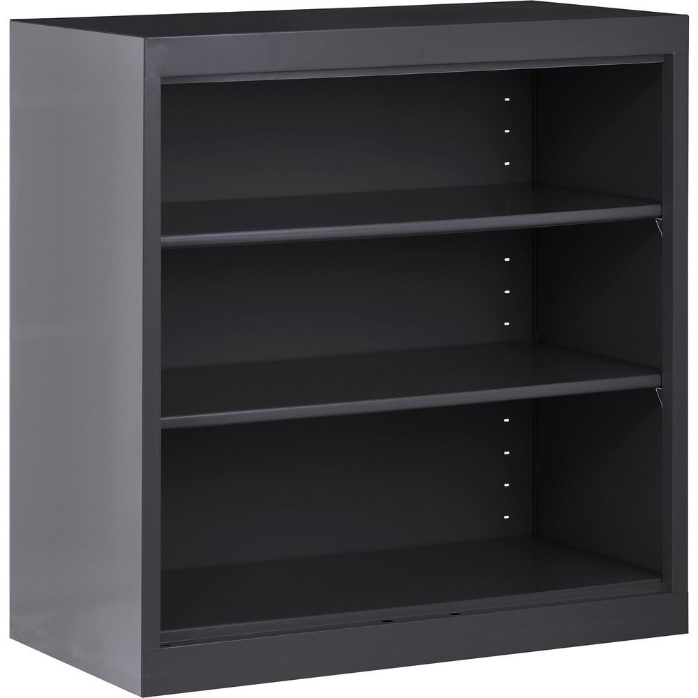 Bookcases; Overall Height: 36in ; Overall Width: 36 ; Overall Depth: 18 ; Material: Steel ; Color: Textured Black ; Shelf Weight Capacity: 200