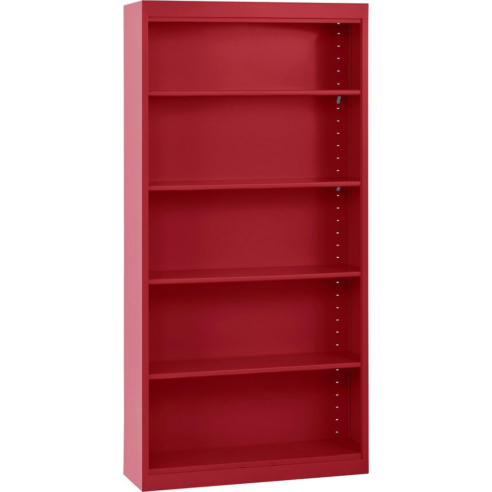 Bookcases; Overall Height: 72in ; Overall Width: 36 ; Overall Depth: 12 ; Material: Steel ; Color: Textured Red ; Shelf Weight Capacity: 200