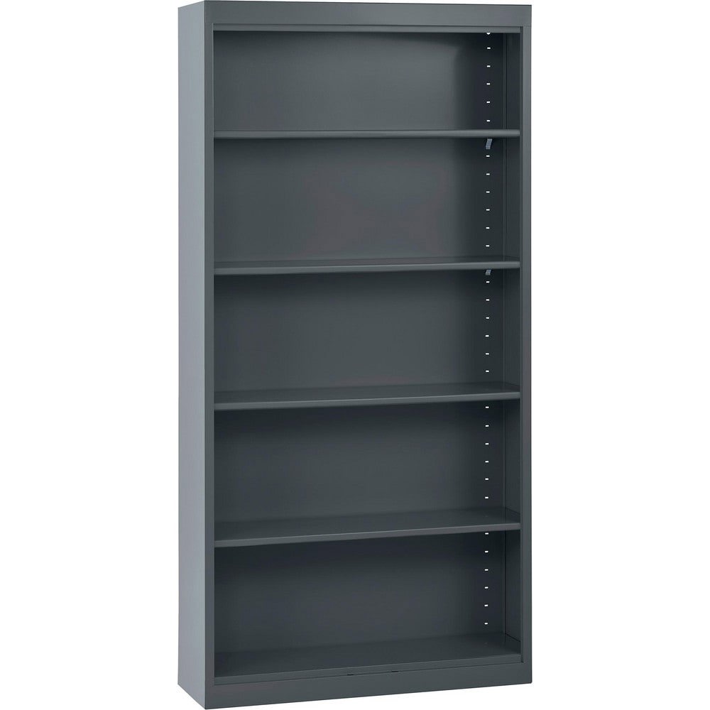 Bookcases; Overall Height: 72in ; Overall Width: 36 ; Overall Depth: 12 ; Material: Steel ; Color: Charcoal ; Shelf Weight Capacity: 200
