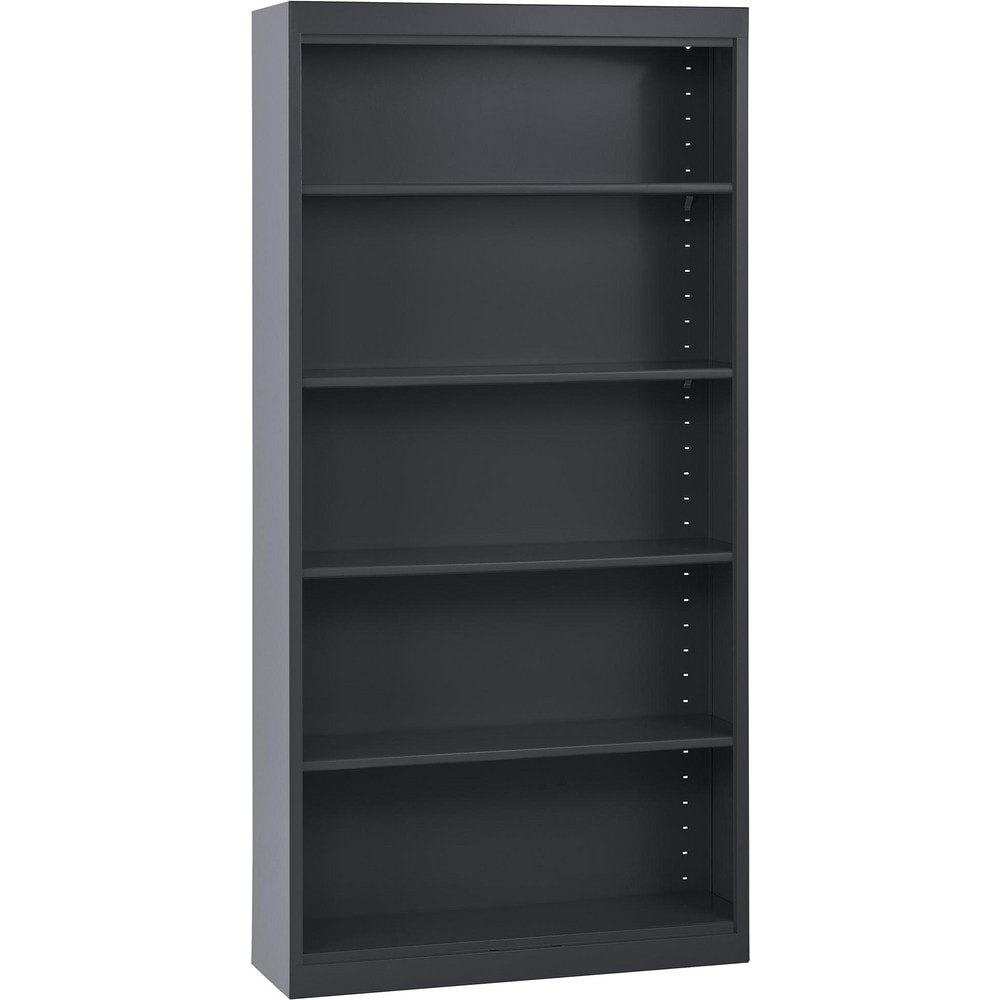 Bookcases; Overall Height: 72in ; Overall Width: 36 ; Overall Depth: 12 ; Material: Steel ; Color: Textured Black ; Shelf Weight Capacity: 200