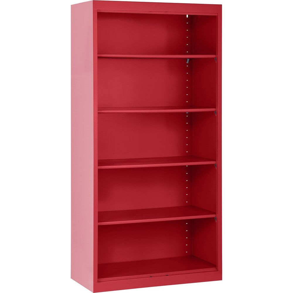 Bookcases; Overall Height: 72in ; Overall Width: 36 ; Overall Depth: 18 ; Material: Steel ; Color: Textured Red ; Shelf Weight Capacity: 200